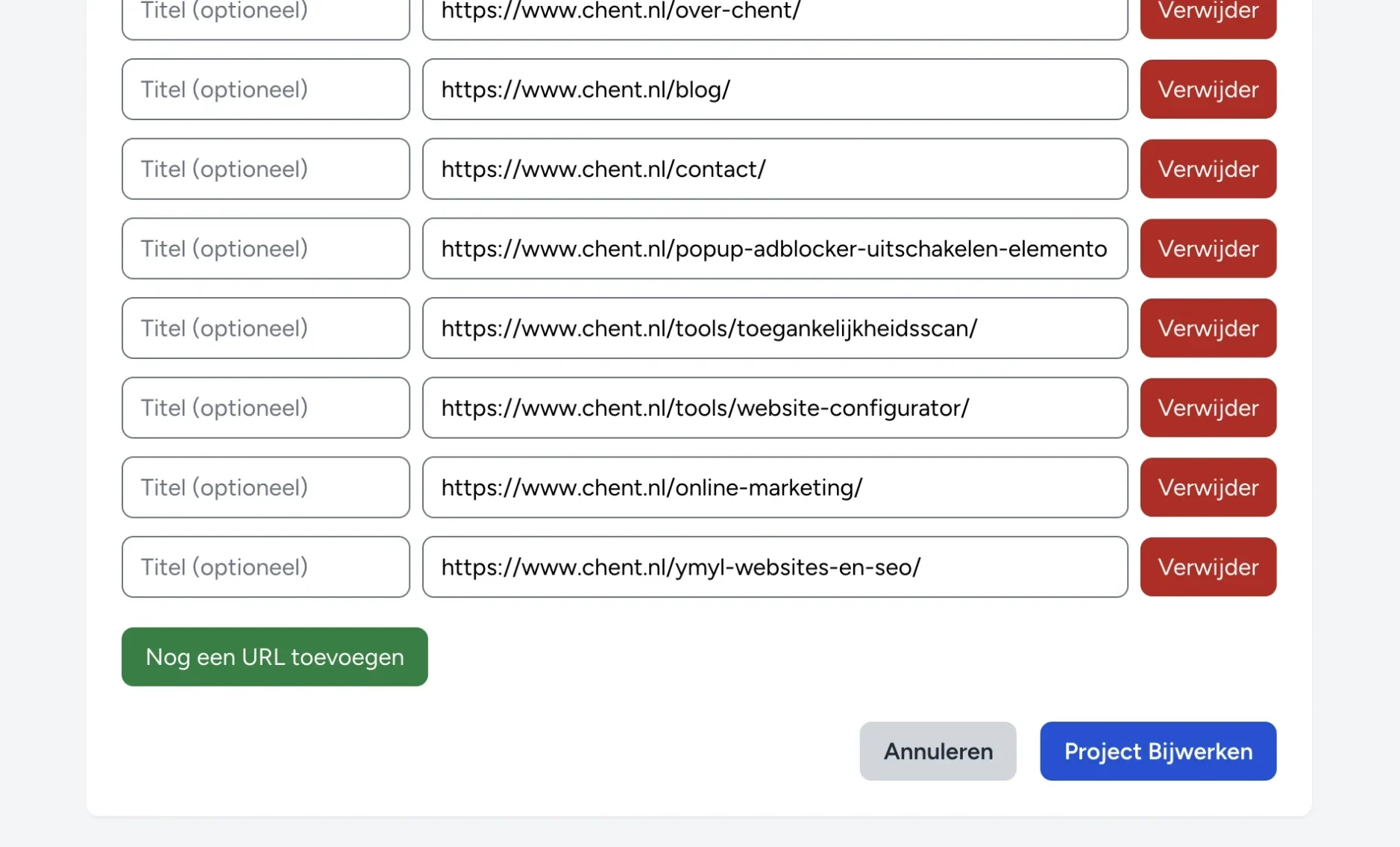 Steekproef bepalen in WCAGaudit.app